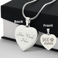 Non - Message Card Engraved Heart Necklace - Dog Mom - TreasuredTale