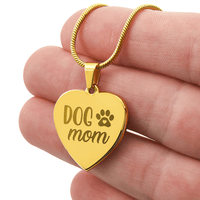Non - Message Card Engraved Heart Necklace - Dog Mom - TreasuredTale