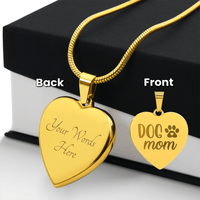 Non - Message Card Engraved Heart Necklace - Dog Mom - TreasuredTale