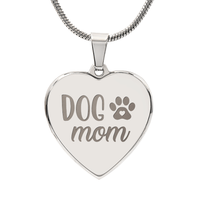 Non - Message Card Engraved Heart Necklace - Dog Mom - TreasuredTale