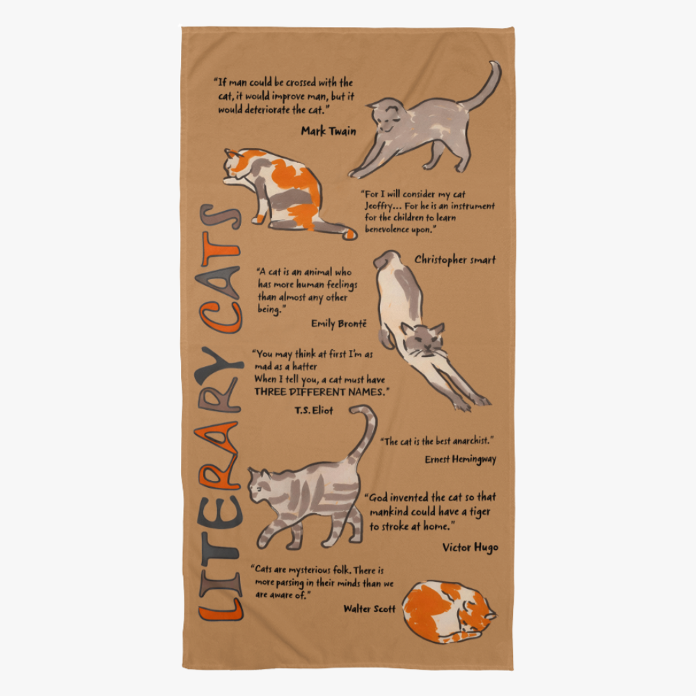 Bath Towel - Literary Cats