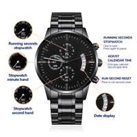 Son - Non - Message Card Black Chronograph Watch with Engraving - TreasuredTale