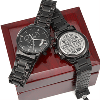 Son - Non - Message Card Black Chronograph Watch with Engraving - TreasuredTale