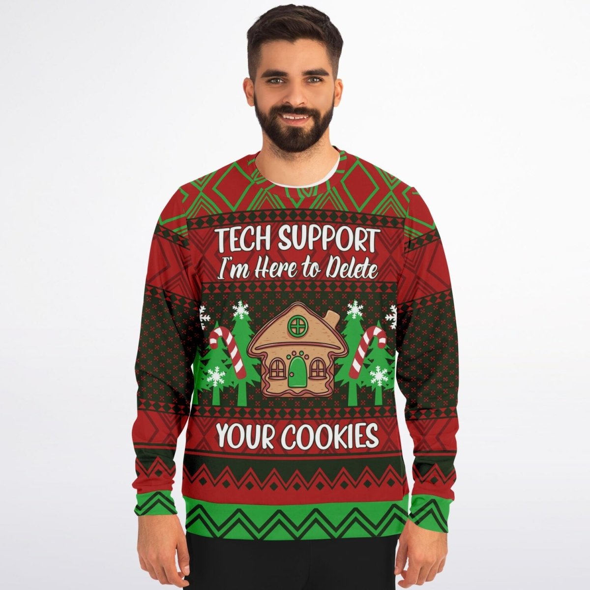 Tech Support - Athletic Ugly Christmas Sweater Men, Ladies - TreasuredTale