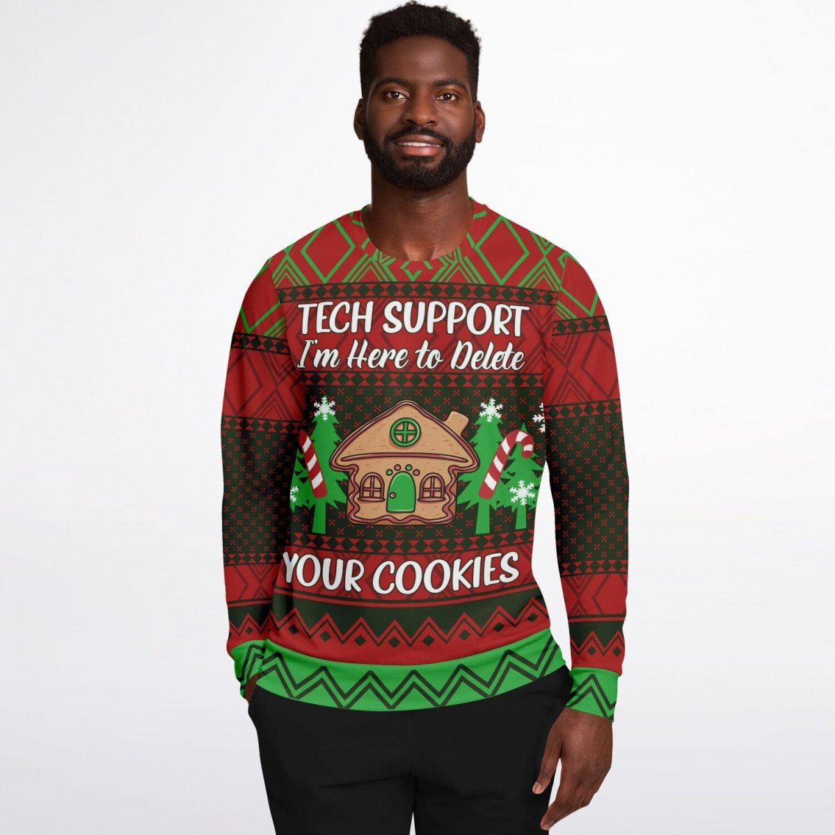 Tech Support - Athletic Ugly Christmas Sweater Men, Ladies - TreasuredTale