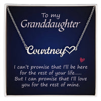 To My Granddaughter Name Necklace with Heart - I Can't Promise - TreasuredTale
