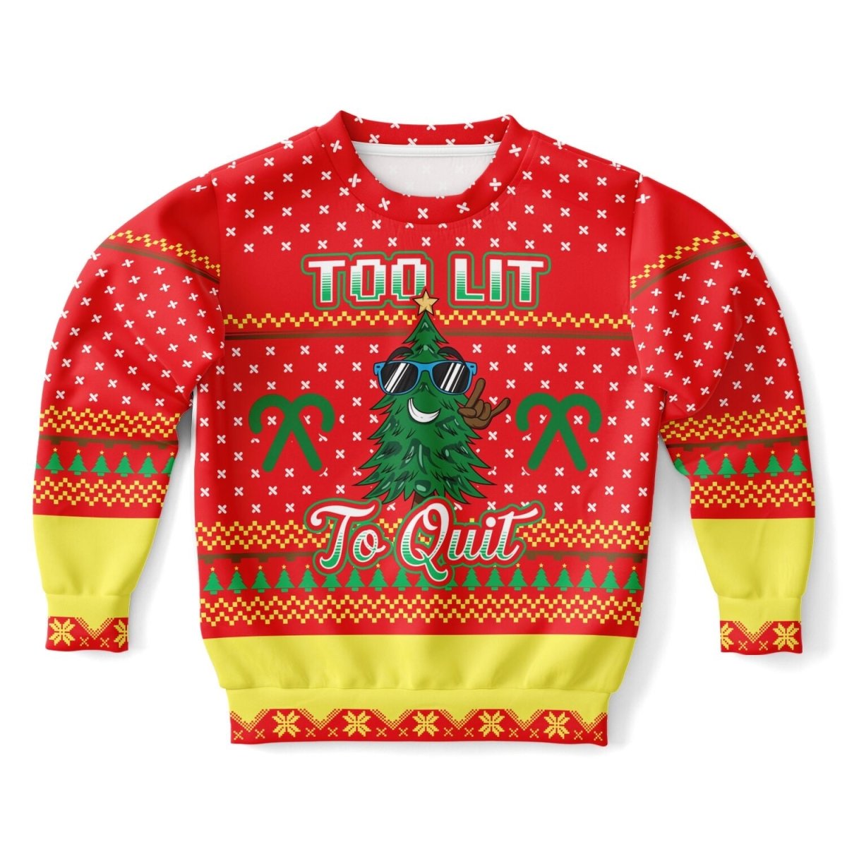 Too Lit to Quit - Athletic Kids/Youth Ugly Christmas Sweater - TreasuredTale