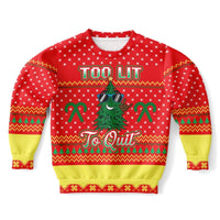 Too Lit to Quit - Athletic Kids/Youth Ugly Christmas Sweater - TreasuredTale