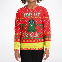Too Lit to Quit - Athletic Kids/Youth Ugly Christmas Sweater - TreasuredTale