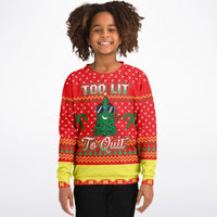 Too Lit to Quit - Athletic Kids/Youth Ugly Christmas Sweater - TreasuredTale