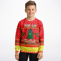 Too Lit to Quit - Athletic Kids/Youth Ugly Christmas Sweater - TreasuredTale