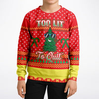 Too Lit to Quit - Athletic Kids/Youth Ugly Christmas Sweater - TreasuredTale