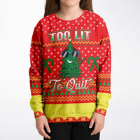 Too Lit to Quit - Athletic Kids/Youth Ugly Christmas Sweater - TreasuredTale