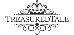 TreasuredTale logo representing personalized gifts, meaningful jewelry and custom keepsakes handcrafted in the USA