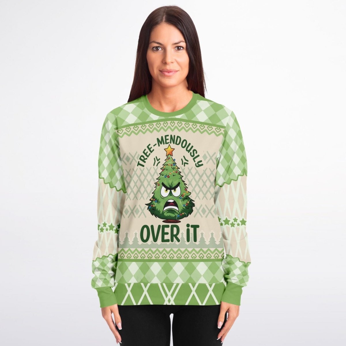 Tree - mendously Over It - Funny Holiday Sweatshirt - TreasuredTale
