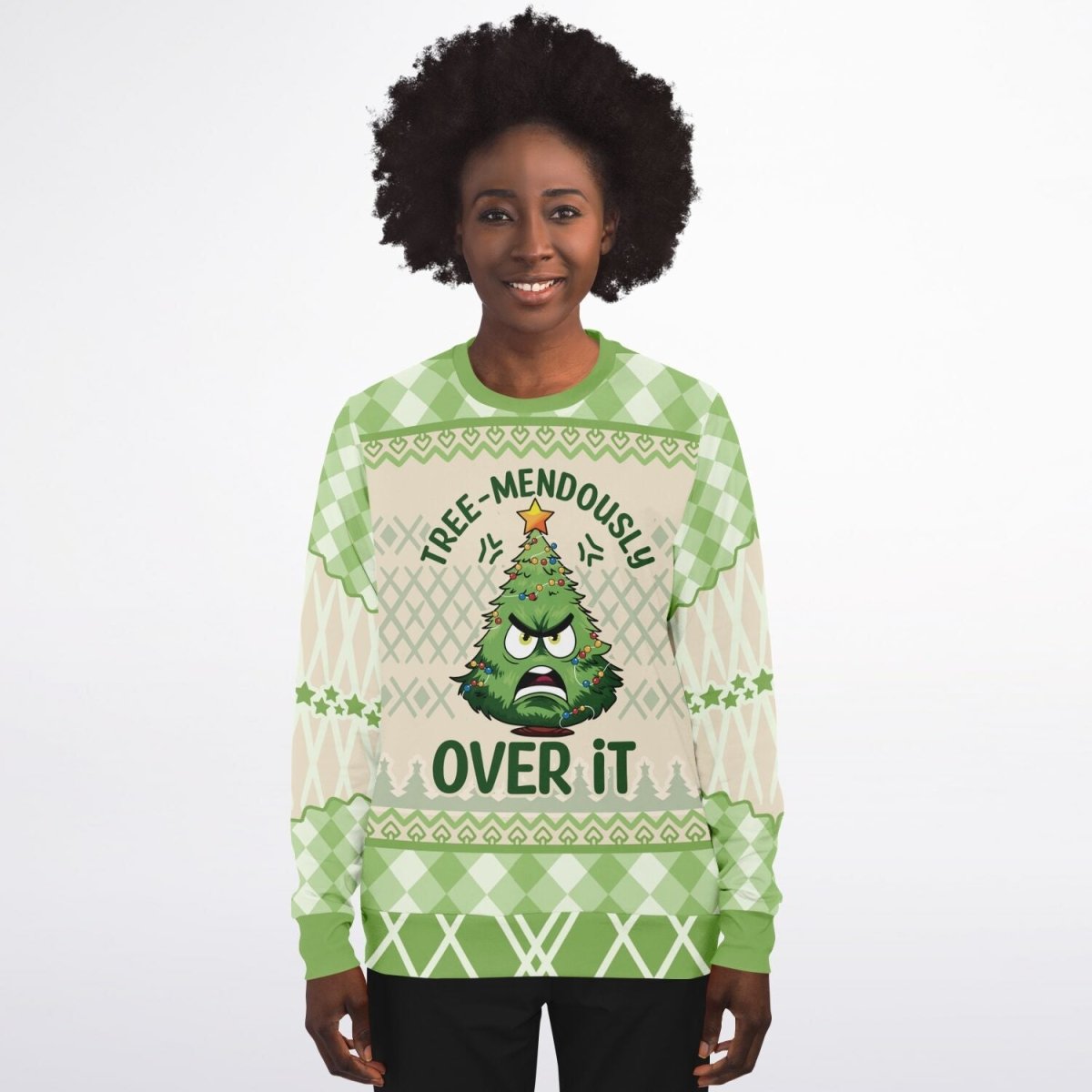 Tree - mendously Over It - Funny Holiday Sweatshirt - TreasuredTale
